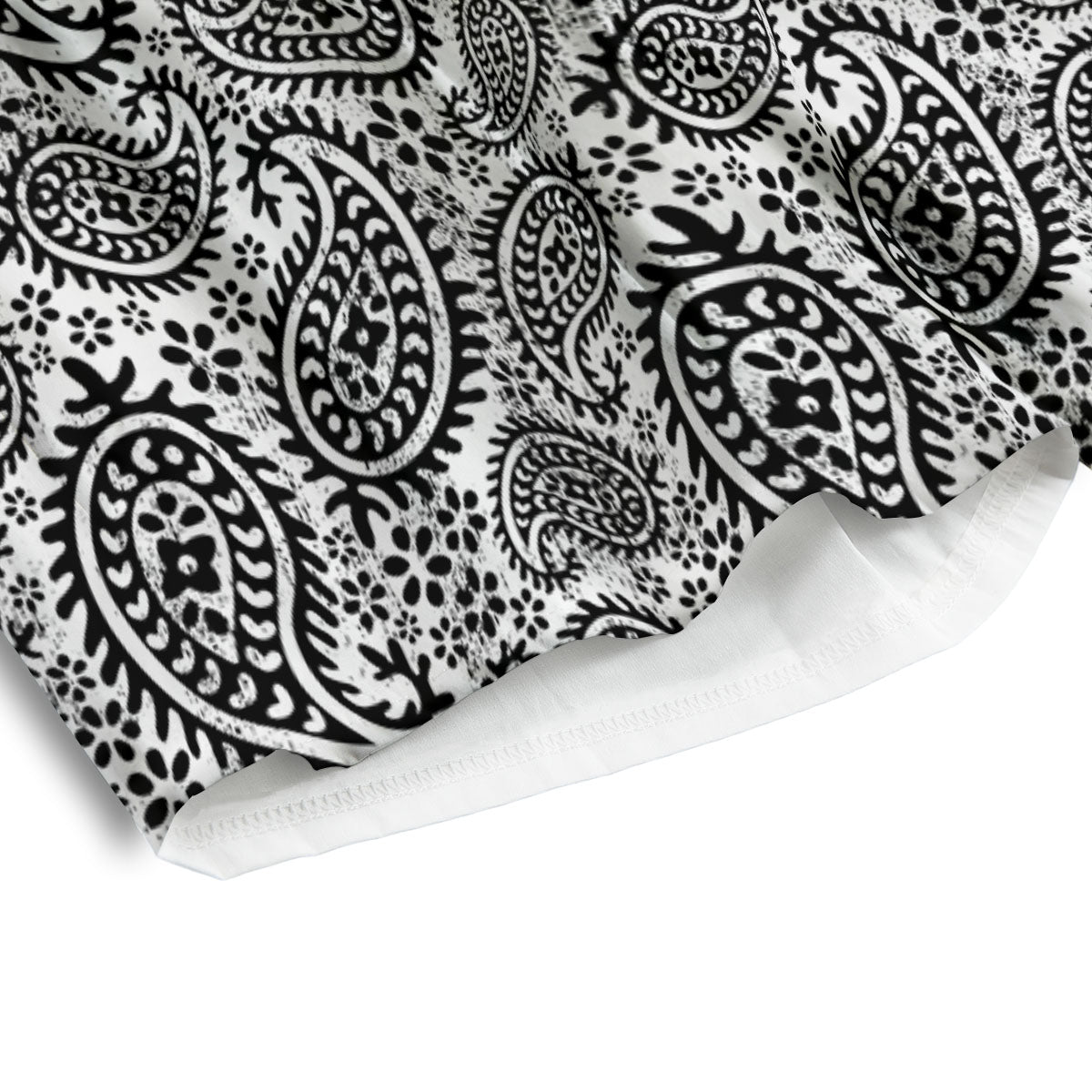 White And Black Paisley Print Pattern Men's Athletic Shorts