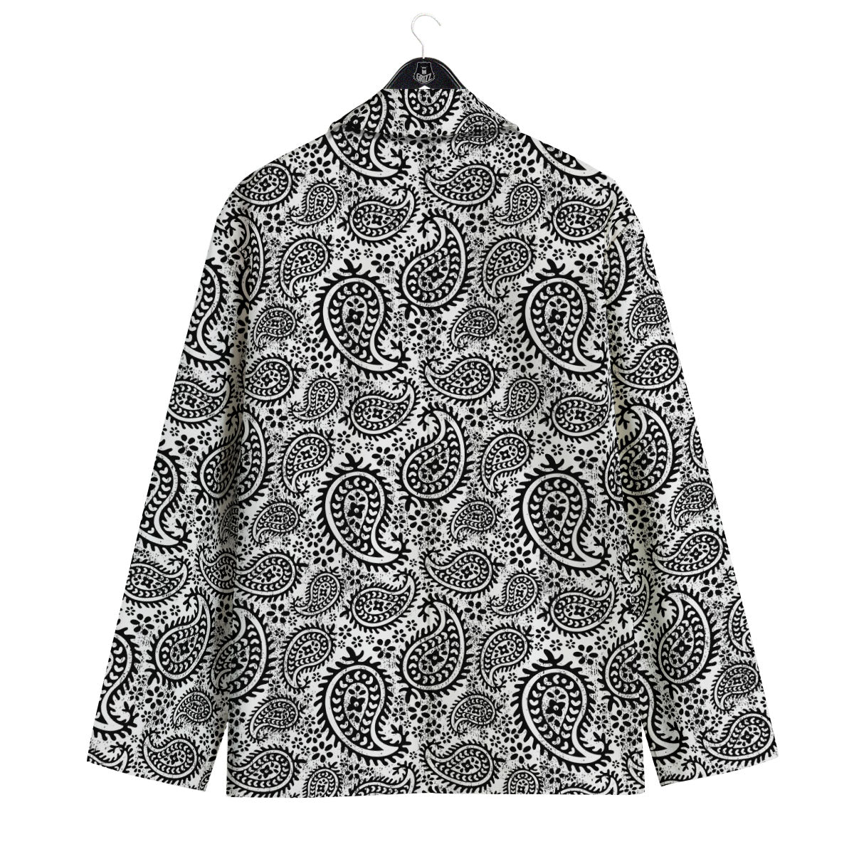 White And Black Paisley Print Pattern Men's Sport Coat-grizzshop