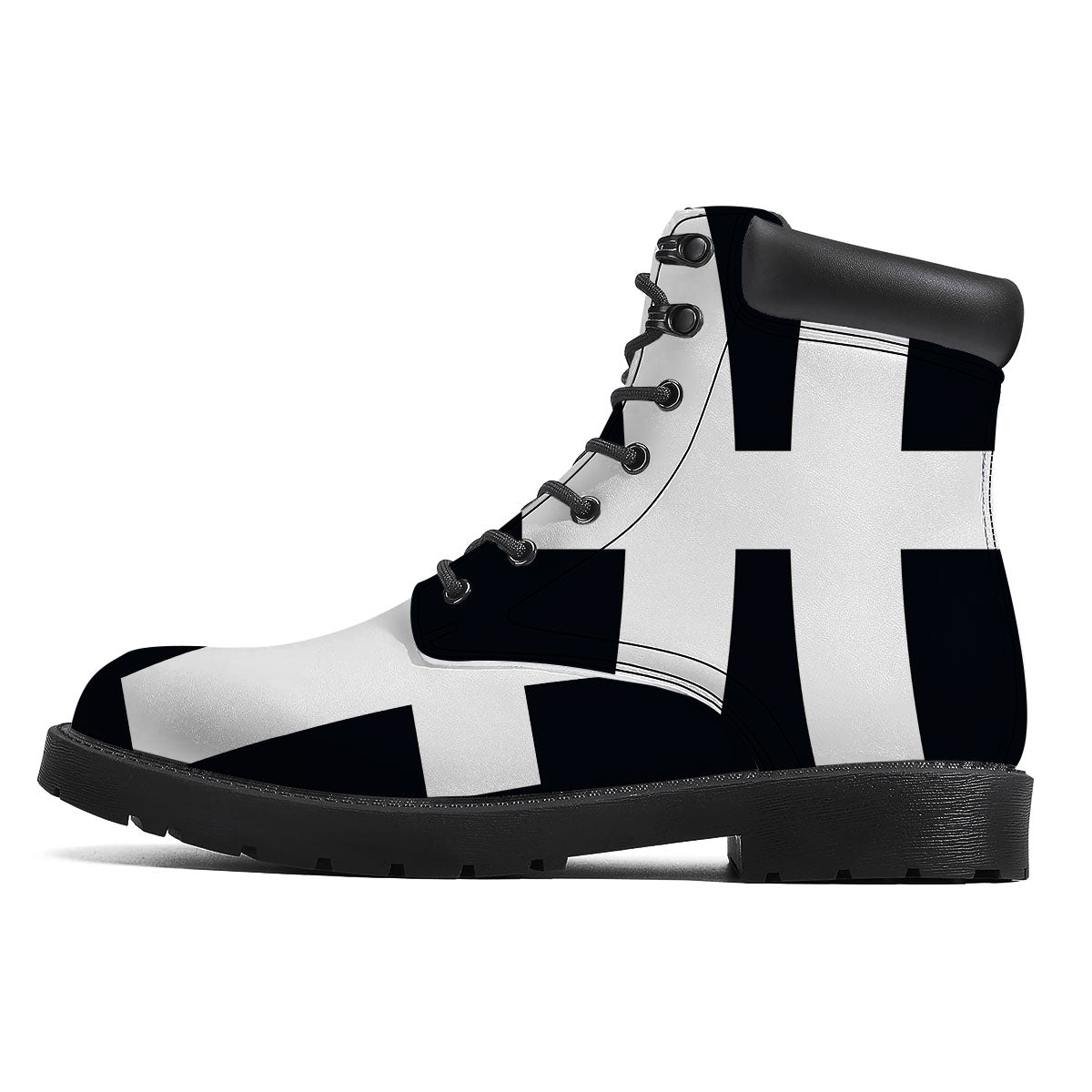 White And Black Pisces Sign Print Boots-grizzshop