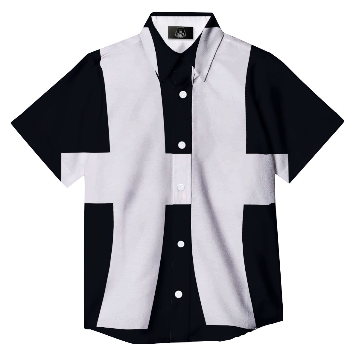 White And Black Pisces Sign Print Button Up Shirt-grizzshop