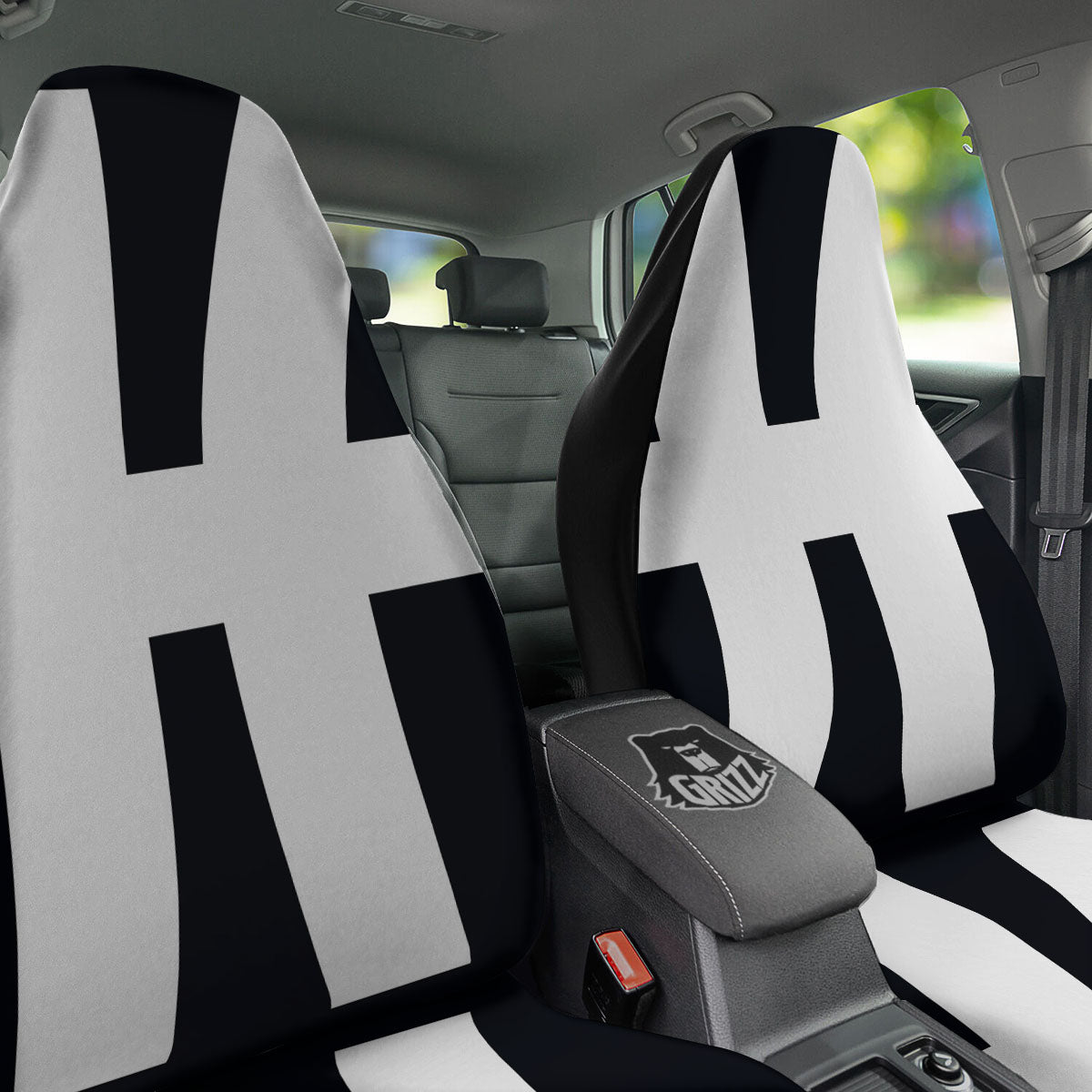 White And Black Pisces Sign Print Car Seat Covers-grizzshop