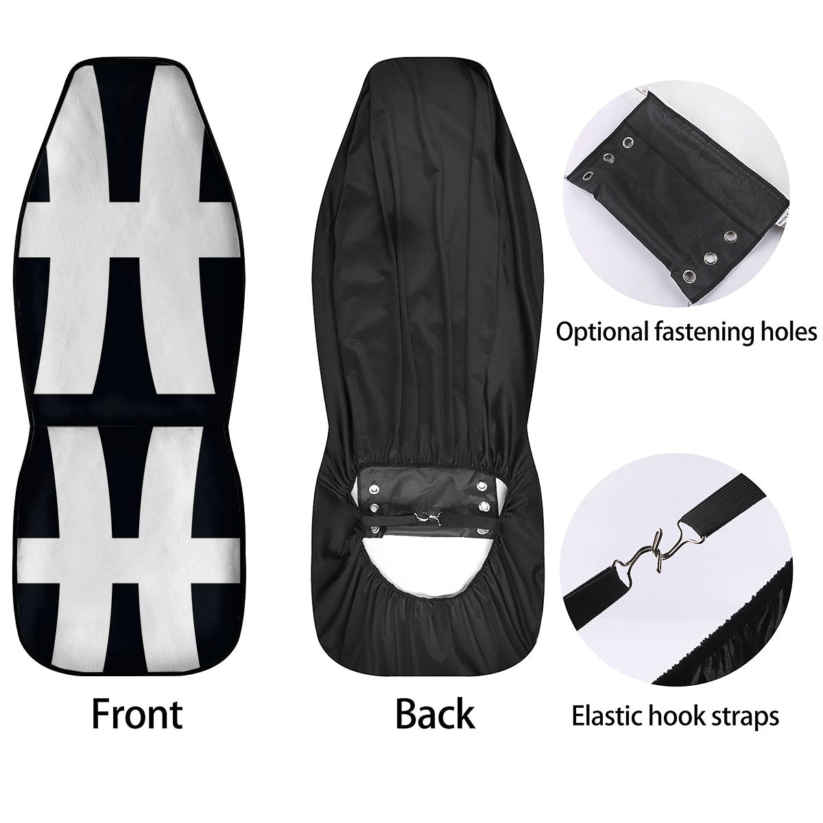 White And Black Pisces Sign Print Car Seat Covers-grizzshop