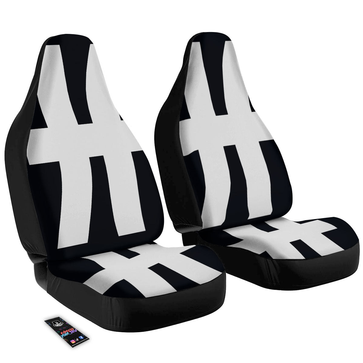 White And Black Pisces Sign Print Car Seat Covers-grizzshop