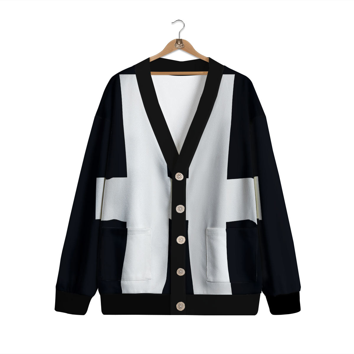 White And Black Pisces Sign Print Cardigan-grizzshop