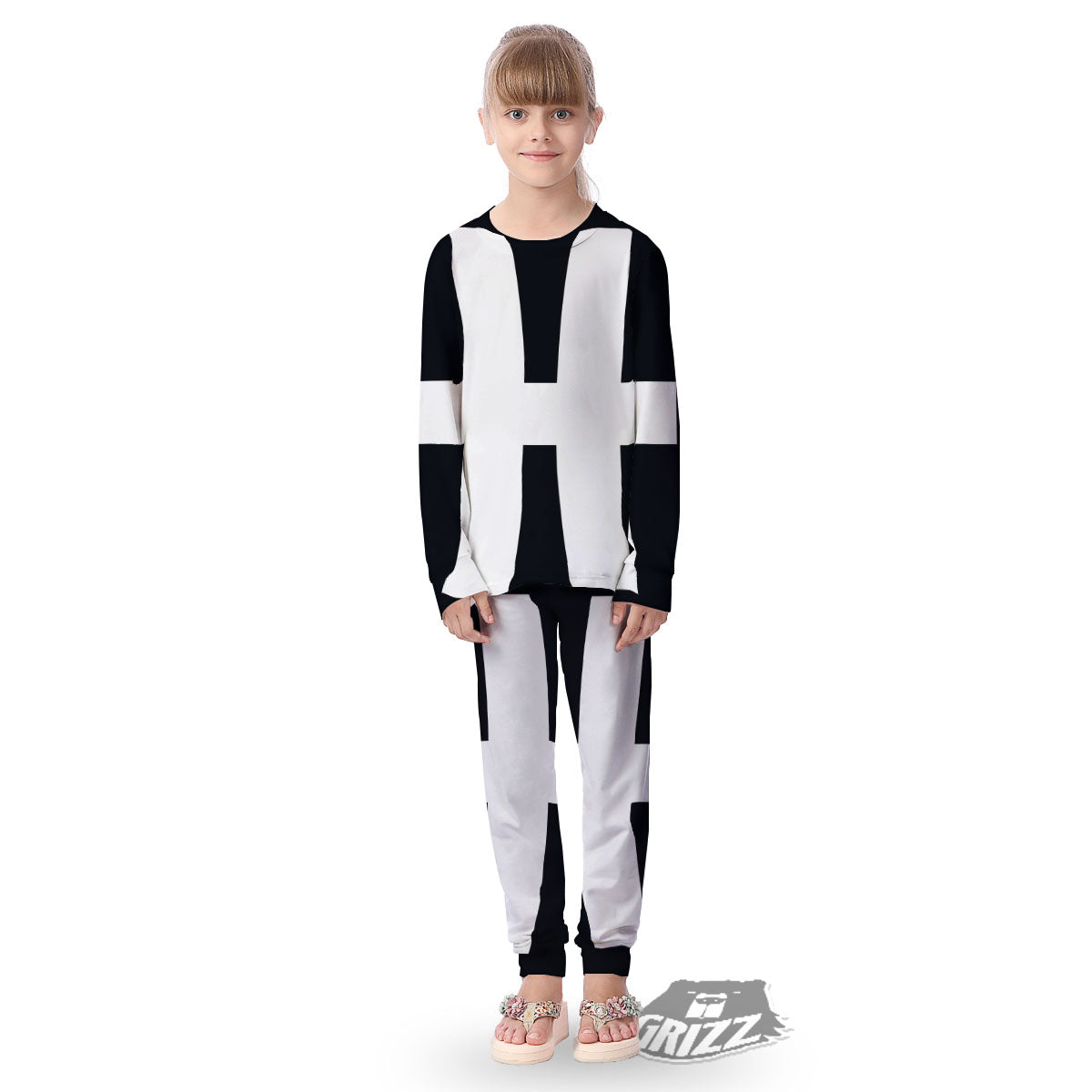 White And Black Pisces Sign Print Kid's Pajamas-grizzshop