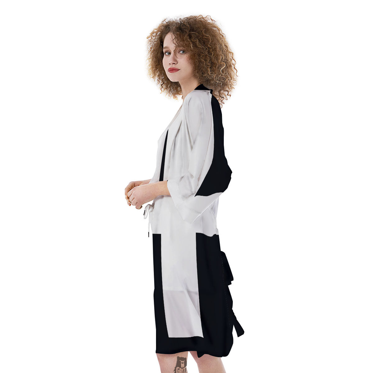 White And Black Pisces Sign Print Kimono-grizzshop