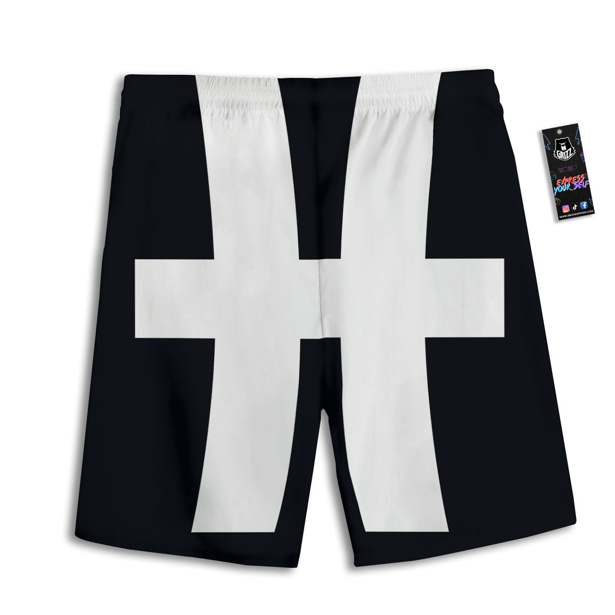 White And Black Pisces Sign Print Men's Athletic Shorts
