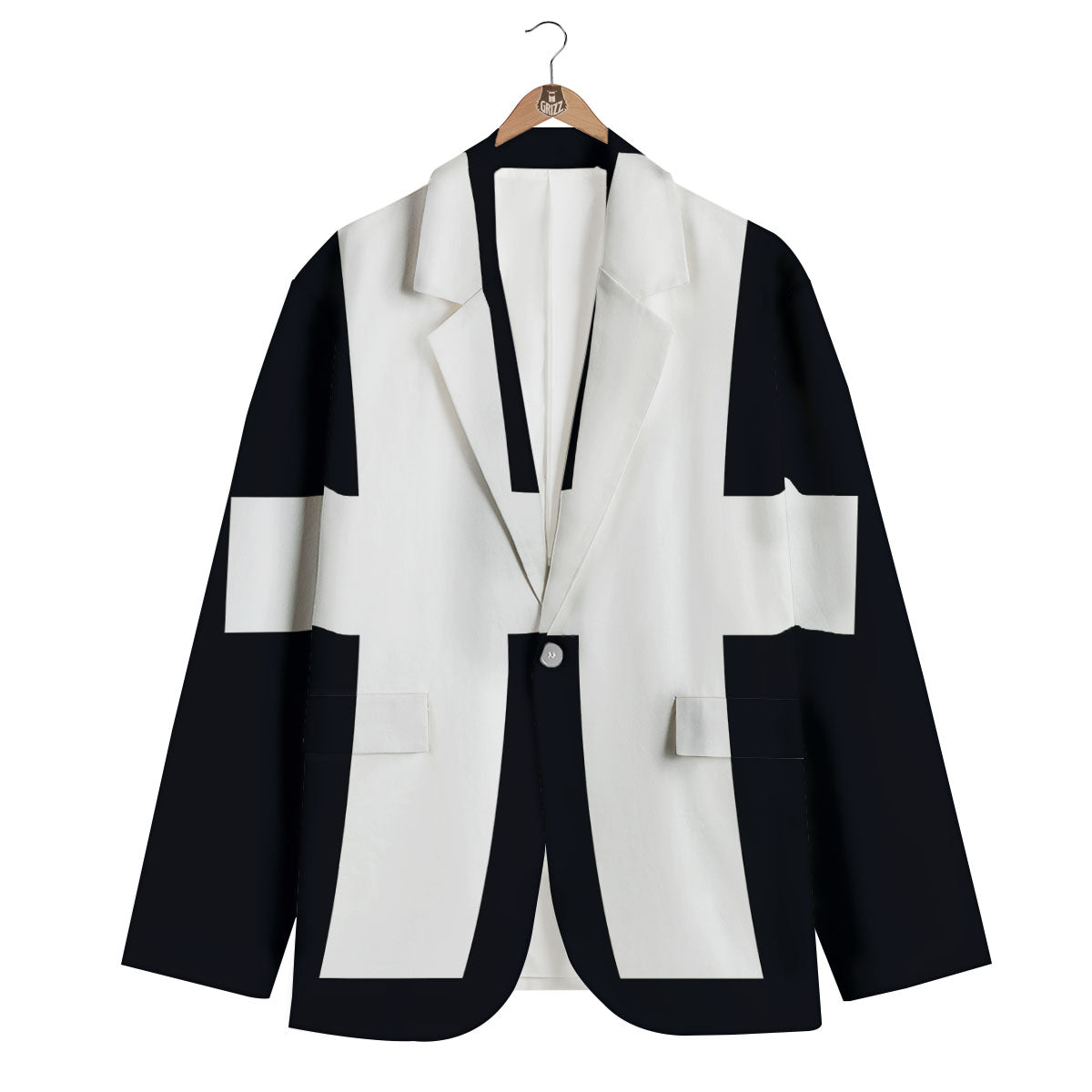 White And Black Pisces Sign Print Men's Blazer-grizzshop