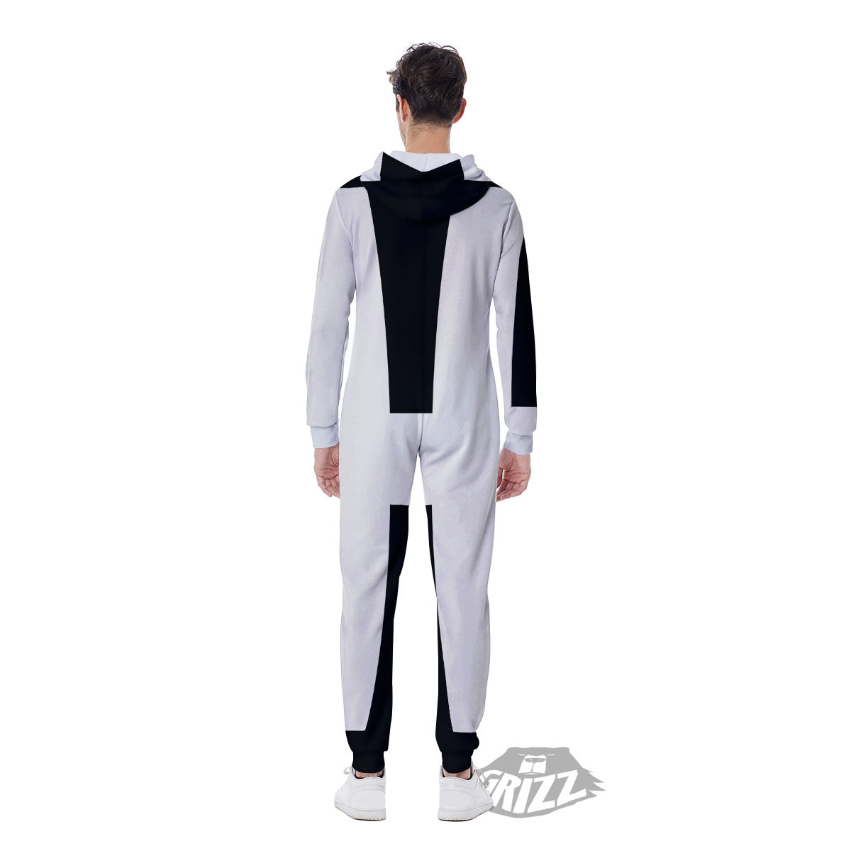 White And Black Pisces Sign Print Men's Jumpsuit-grizzshop