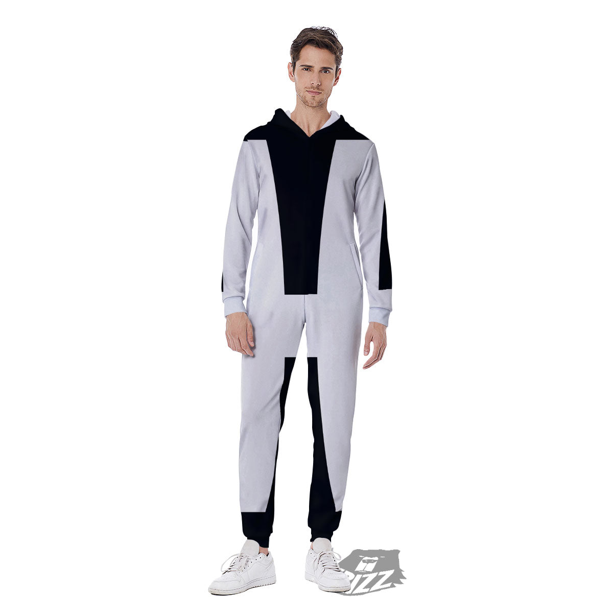 White And Black Pisces Sign Print Men's Jumpsuit-grizzshop