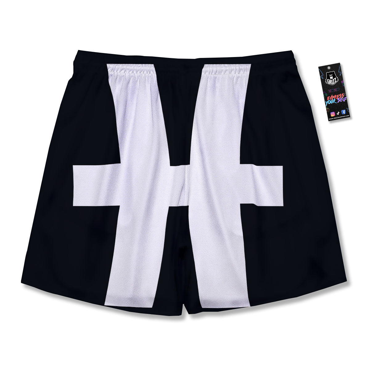 White And Black Pisces Sign Print Men's Running Shorts-grizzshop