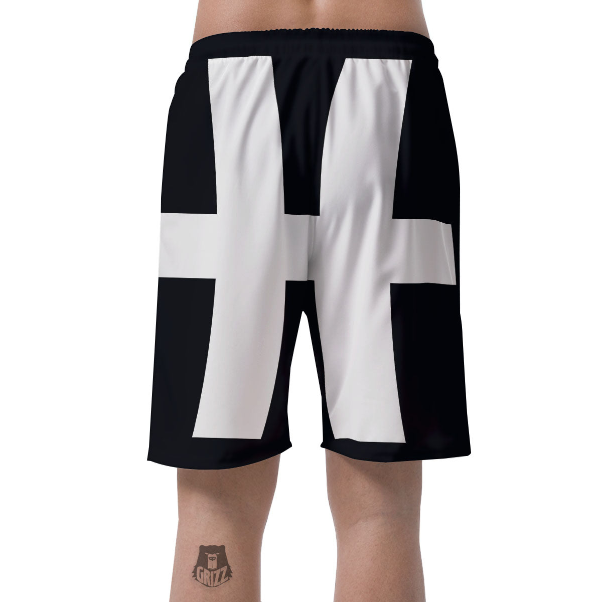 White And Black Pisces Sign Print Men's Shorts-grizzshop