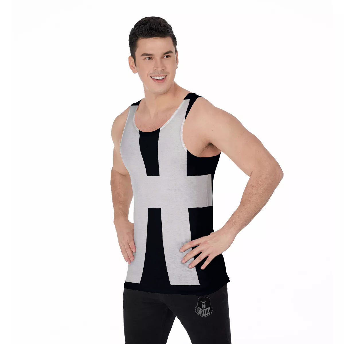 White And Black Pisces Sign Print Men's Tank Top-grizzshop