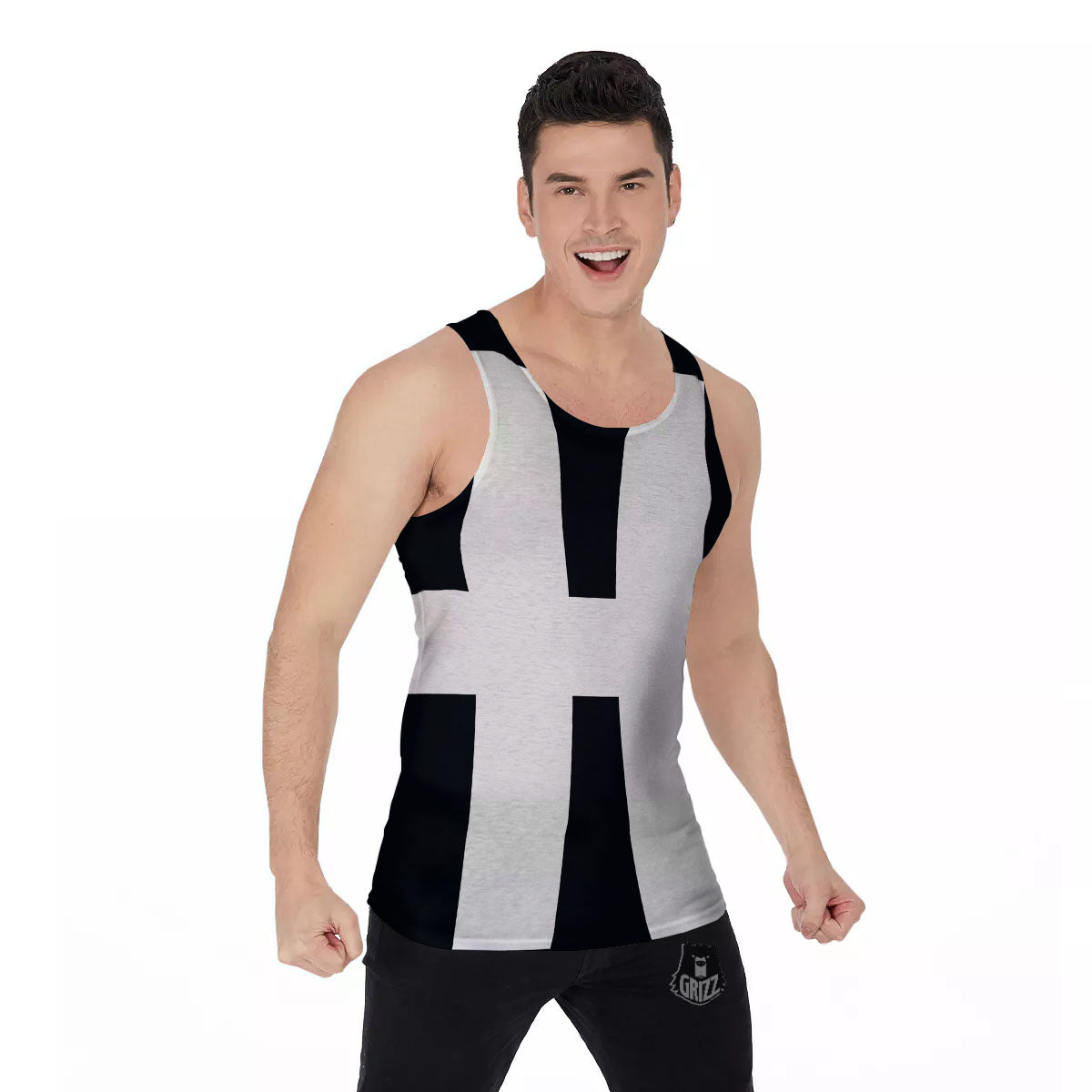 White And Black Pisces Sign Print Men's Tank Top-grizzshop