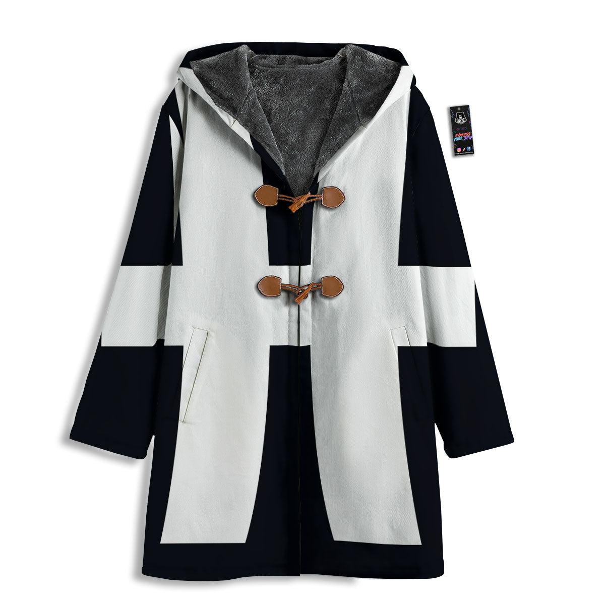 White And Black Pisces Sign Print Men's Windbreaker Jacket-grizzshop