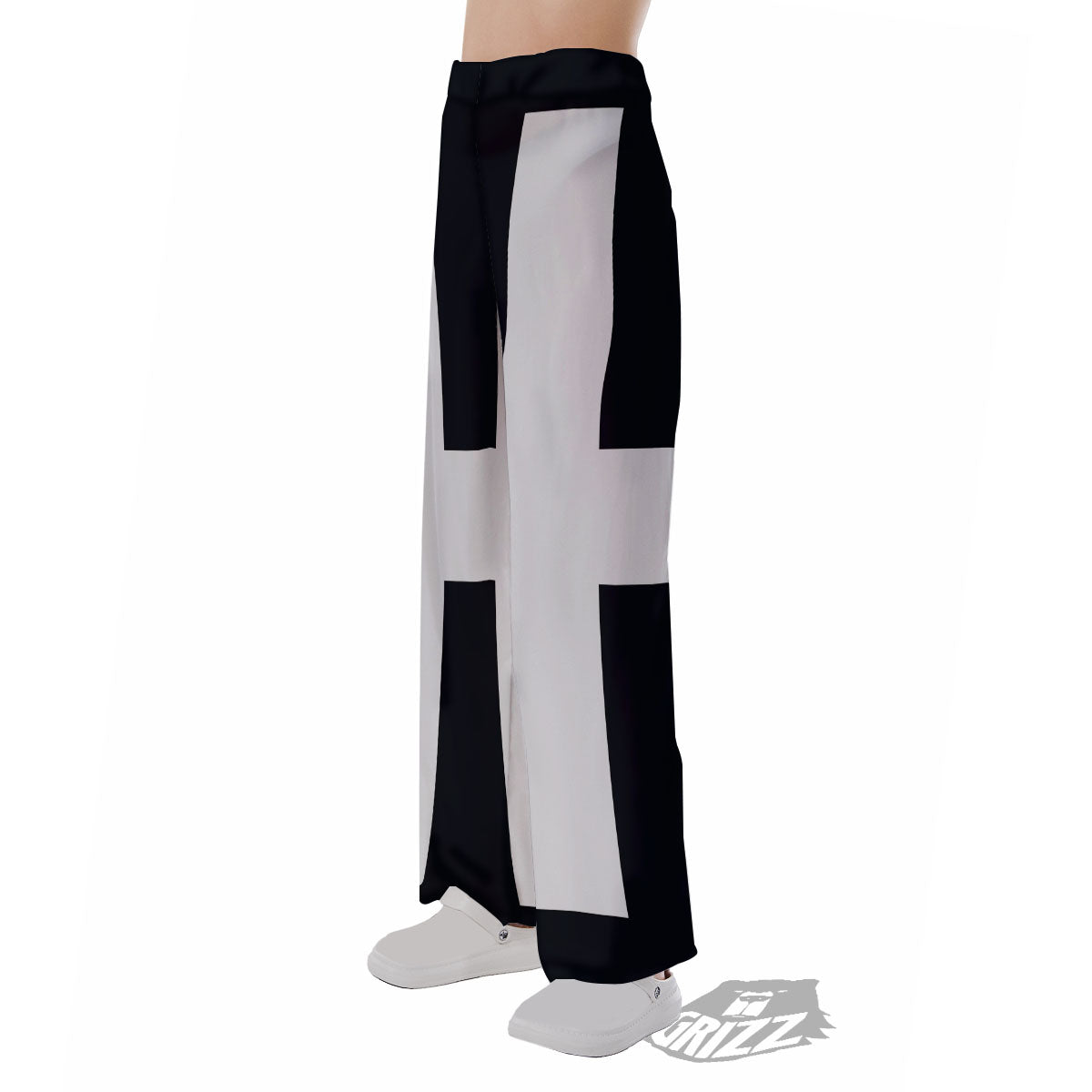 White And Black Pisces Sign Print Pajama Pants-grizzshop