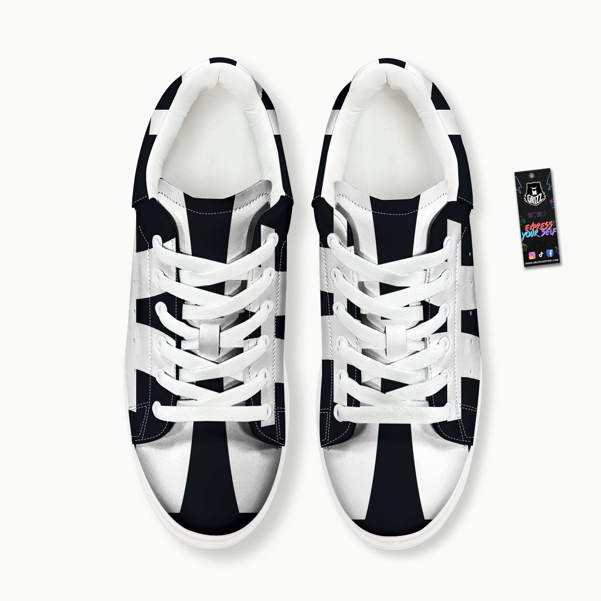 White And Black Pisces Sign Print Platform Shoes-grizzshop