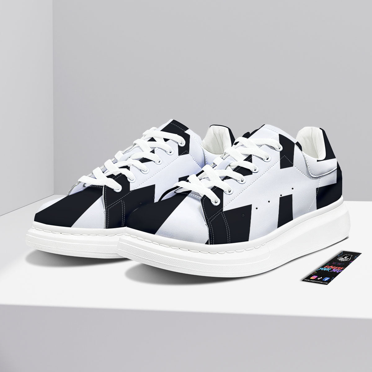 White And Black Pisces Sign Print Platform Shoes-grizzshop