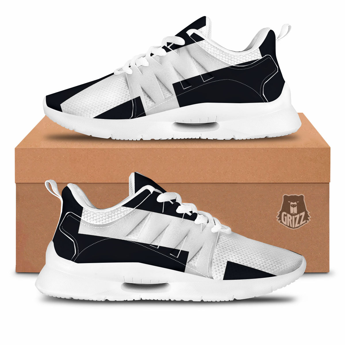White And Black Pisces Sign Print Tennis Shoes-grizzshop