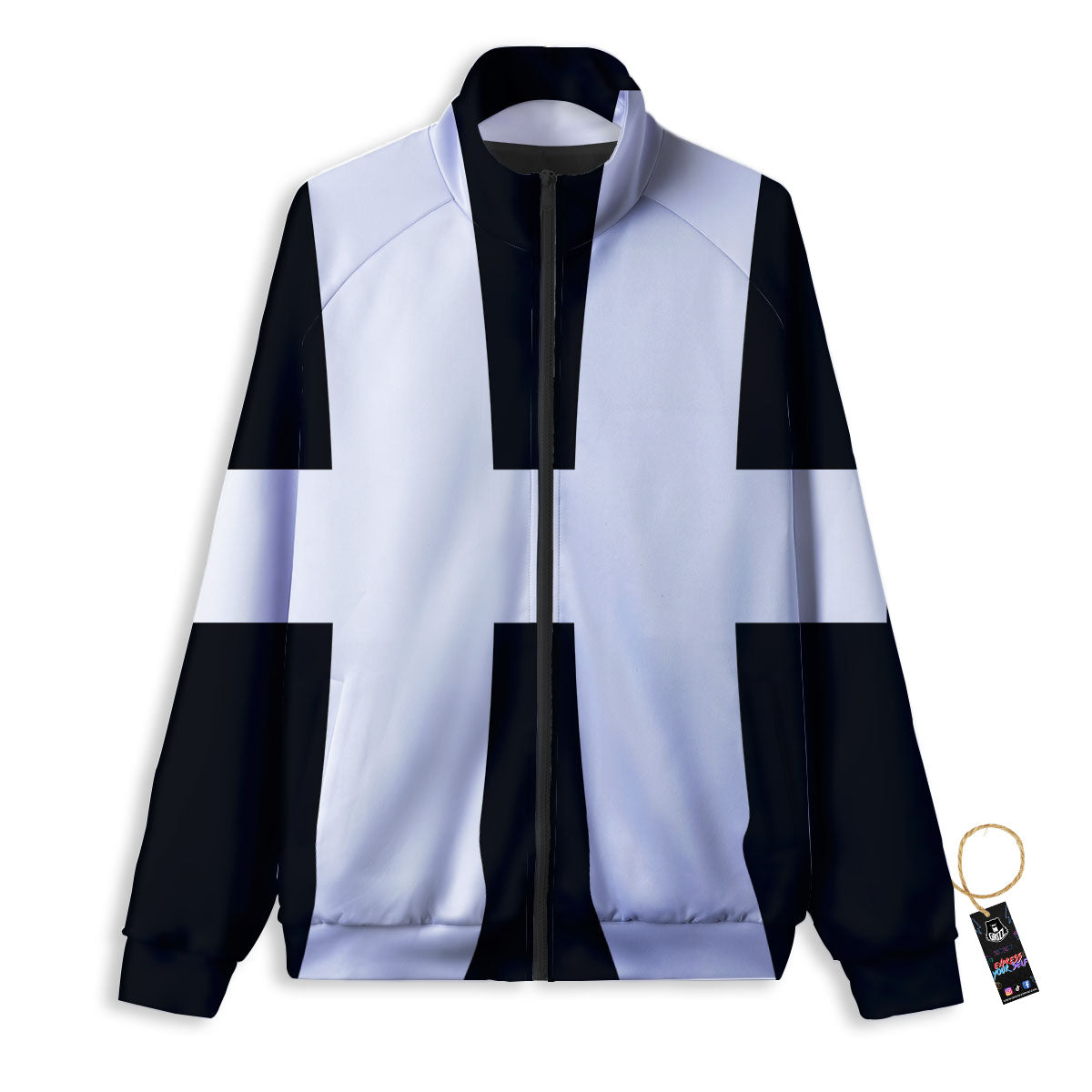 White And Black Pisces Sign Print Track Jacket-grizzshop