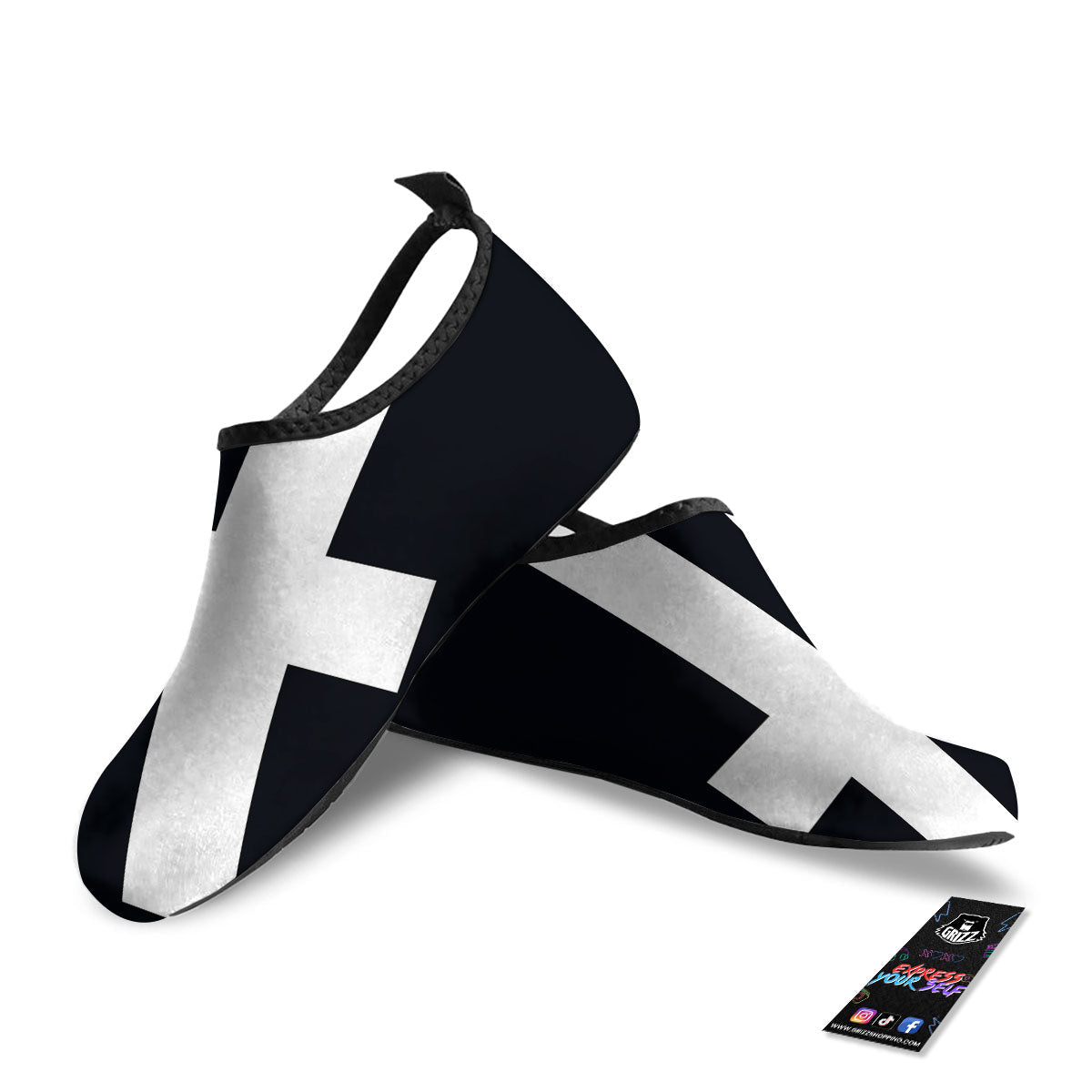 White And Black Pisces Sign Print Water Shoes-grizzshop