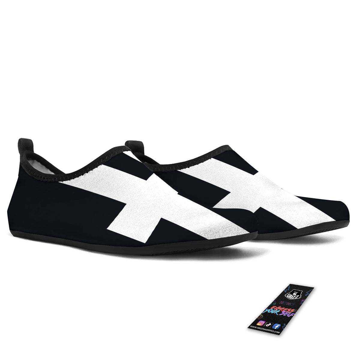 White And Black Pisces Sign Print Water Shoes-grizzshop