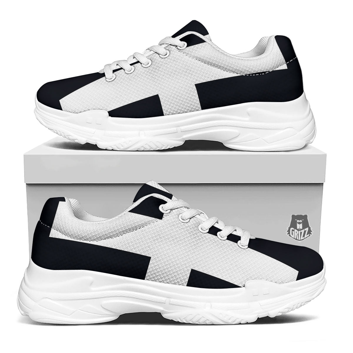 White And Black Pisces Sign Print White Chunky Shoes-grizzshop