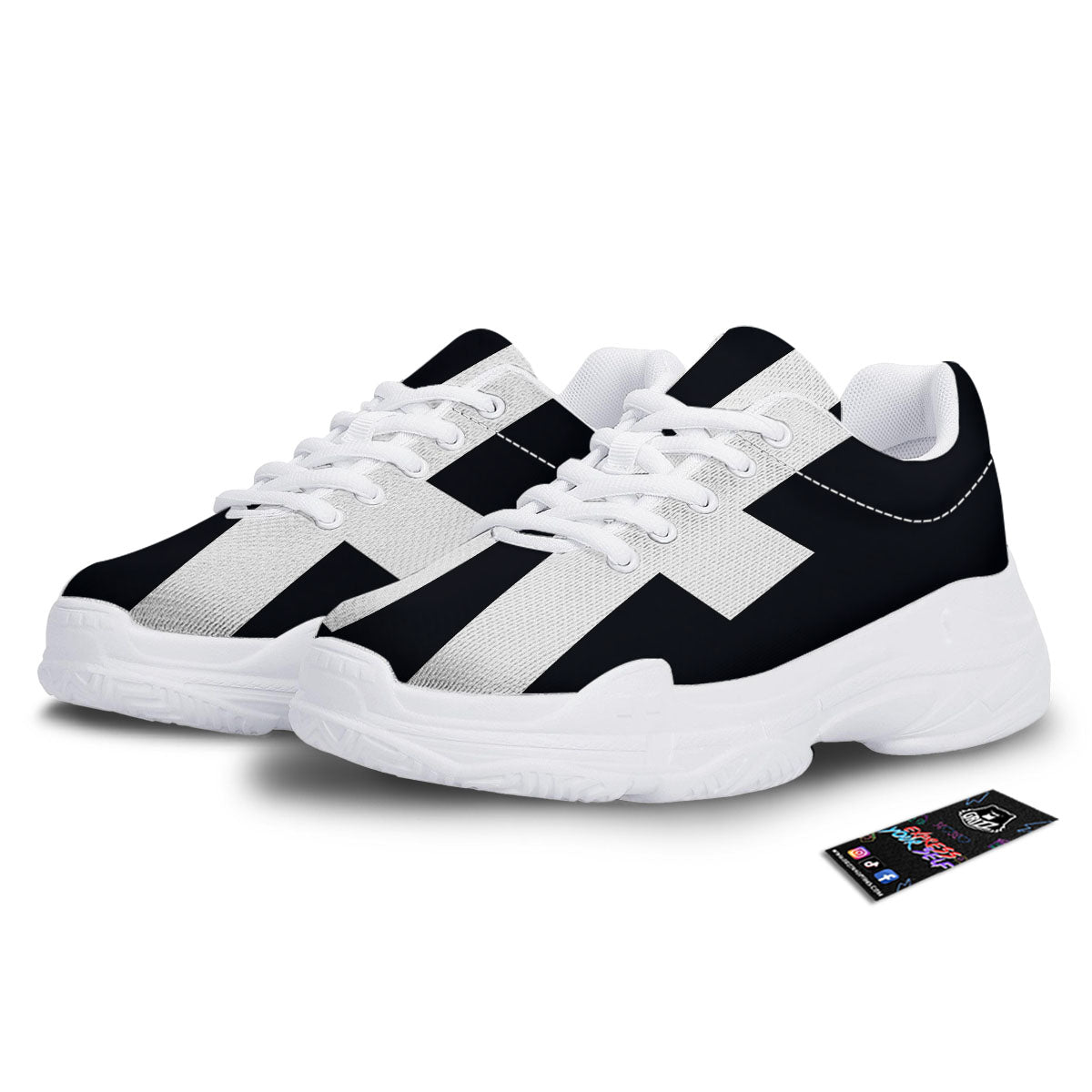 White And Black Pisces Sign Print White Chunky Shoes-grizzshop