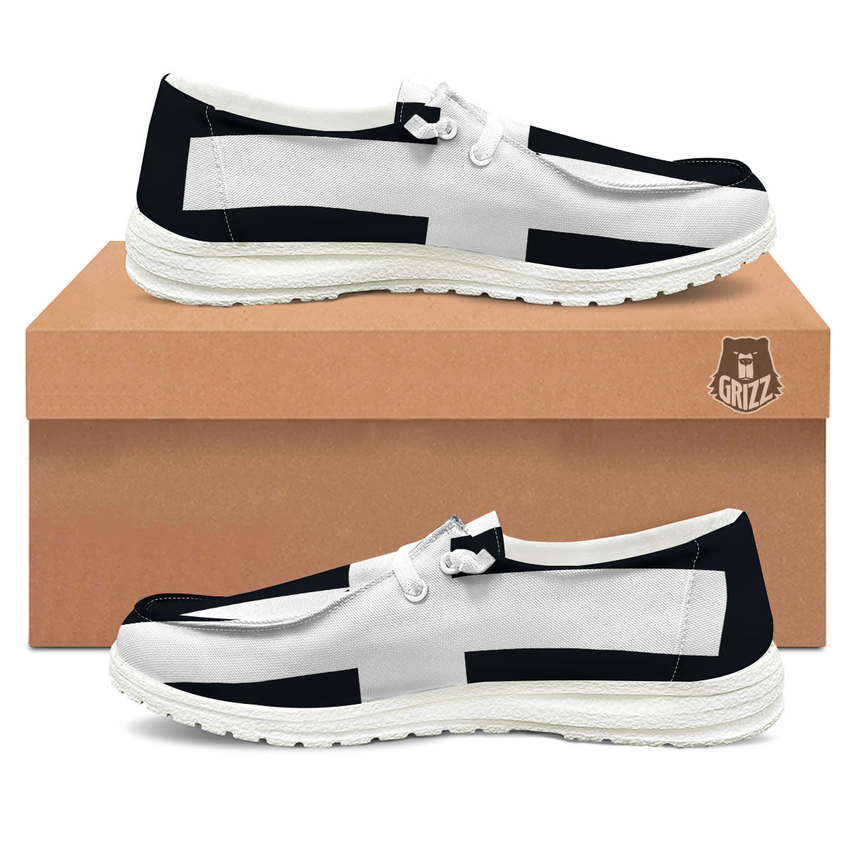 White And Black Pisces Sign Print White Loafers-grizzshop