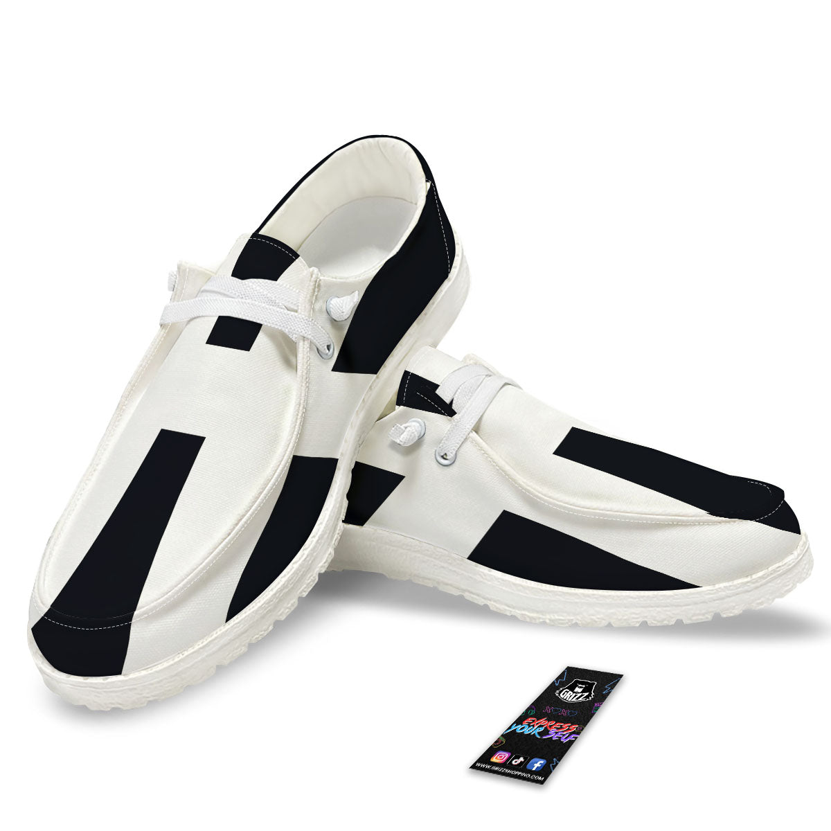 White And Black Pisces Sign Print White Loafers-grizzshop