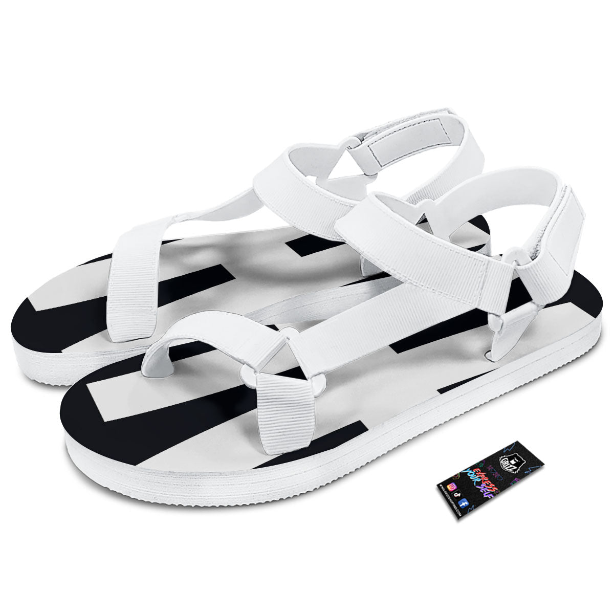 White And Black Pisces Sign Print White Open Toe Sandals-grizzshop