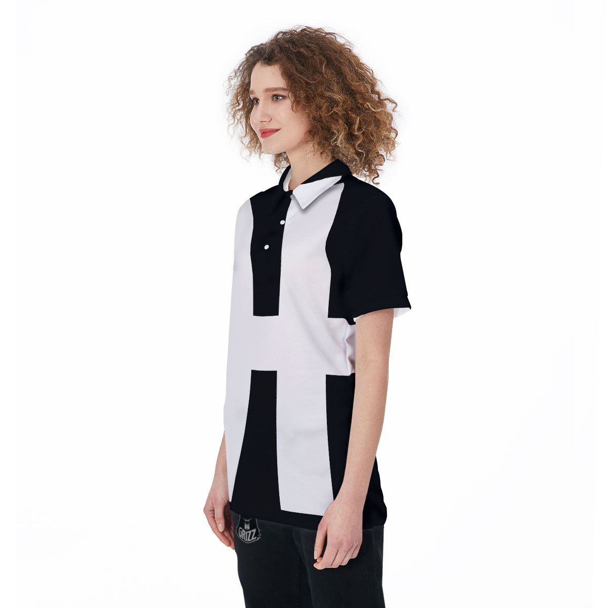 White And Black Pisces Sign Print Women's Golf Shirts-grizzshop