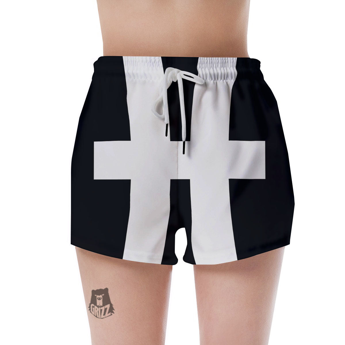 White And Black Pisces Sign Print Women's Shorts-grizzshop