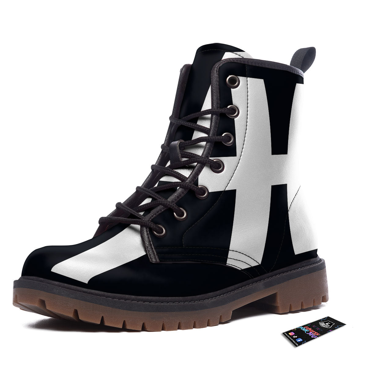 White And Black Pisces Sign Print Work Boots-grizzshop