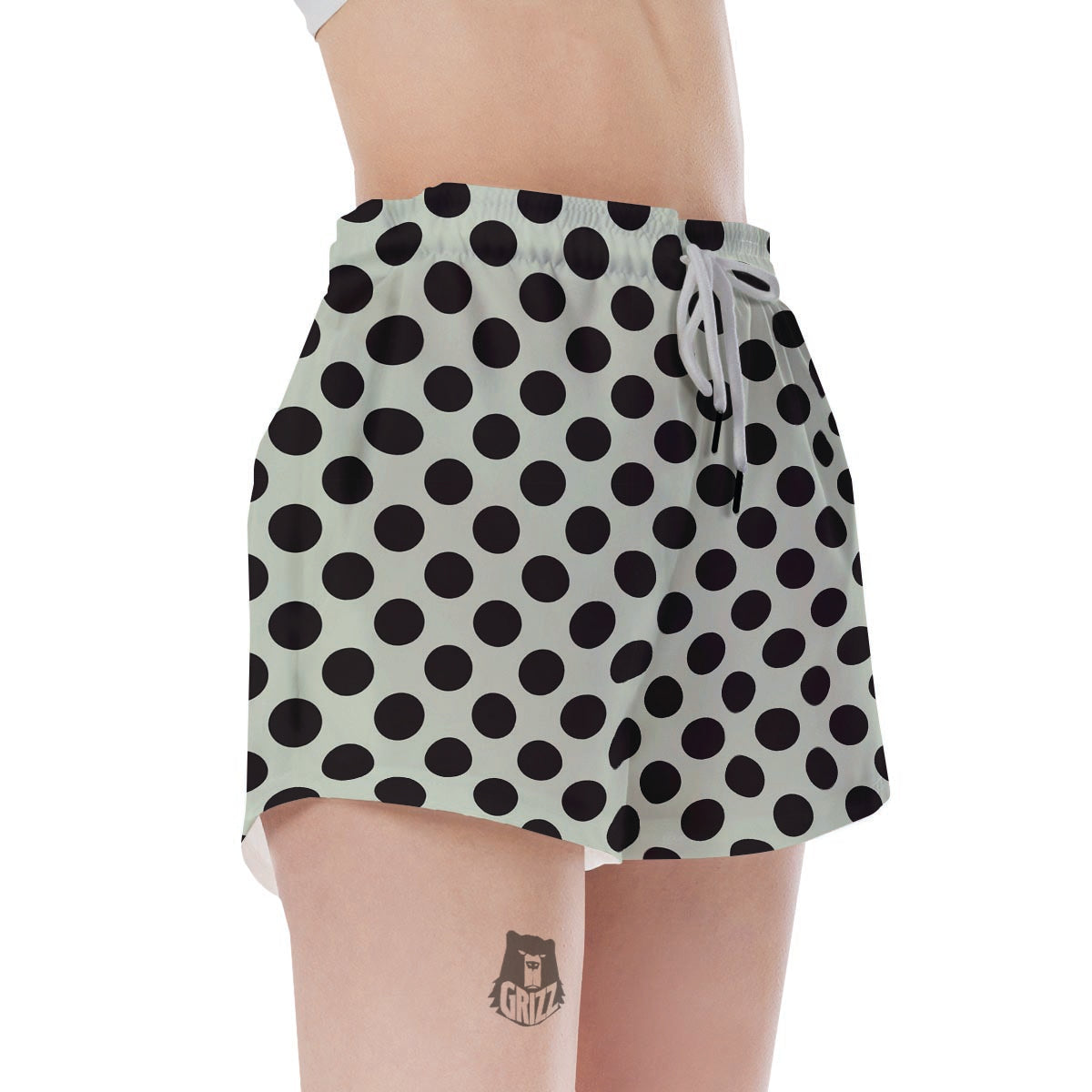 White And Black Polka Dot Print Women's Shorts-grizzshop