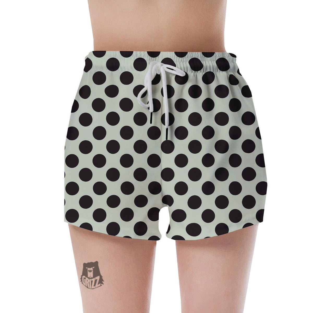 White And Black Polka Dot Print Women's Shorts-grizzshop