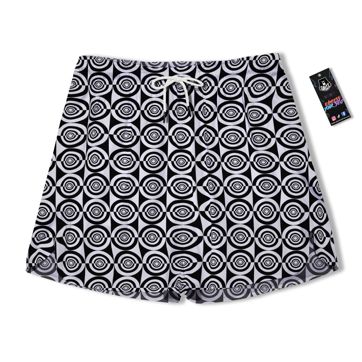 White And Black Target Board Print Pattern Men's Running Shorts-grizzshop