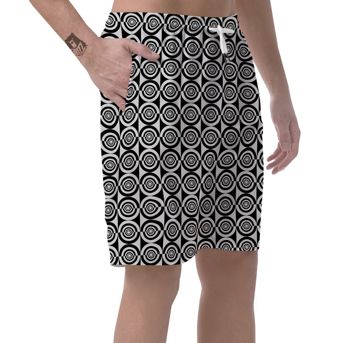 White And Black Target Board Print Pattern Men's Shorts-grizzshop