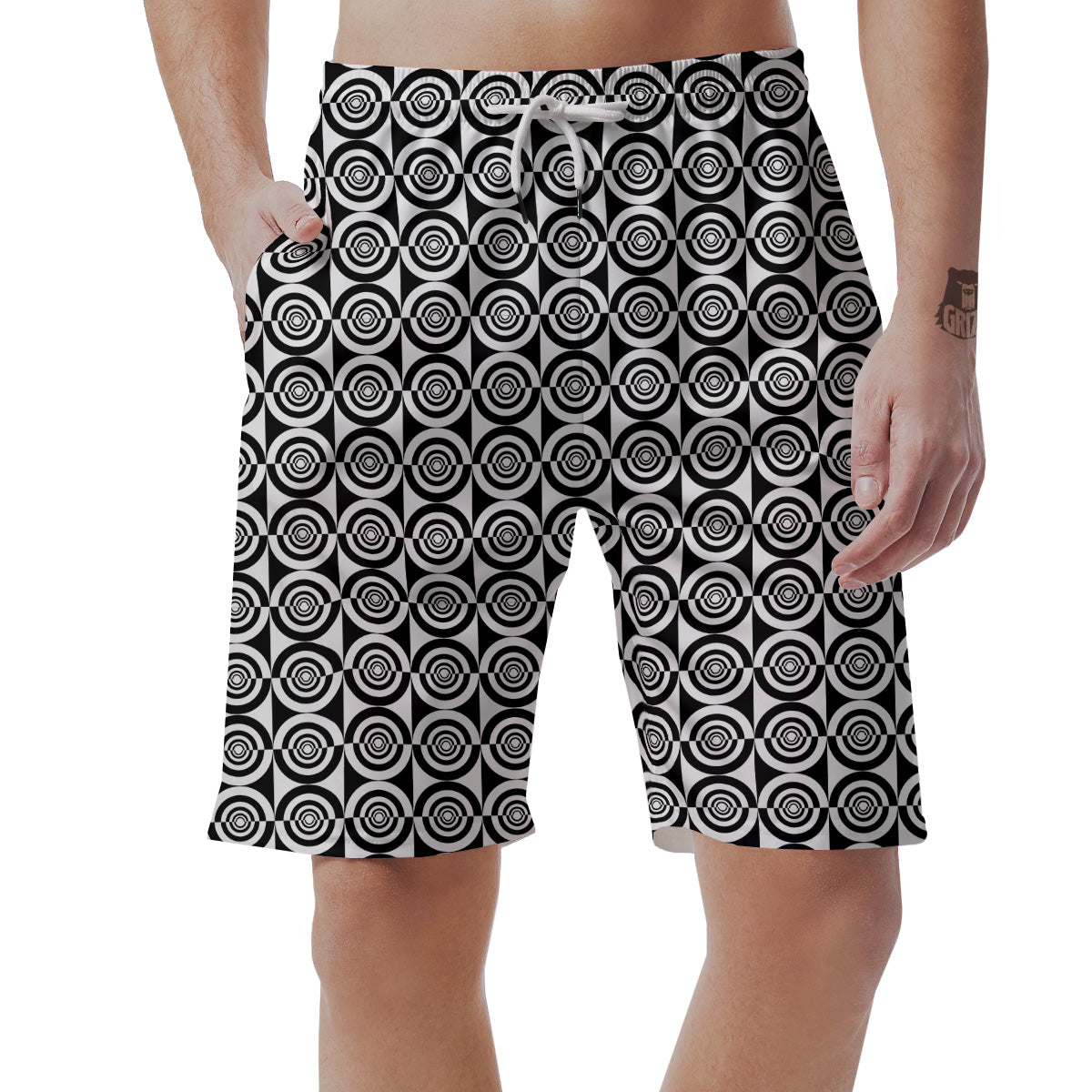 White And Black Target Board Print Pattern Men's Shorts-grizzshop