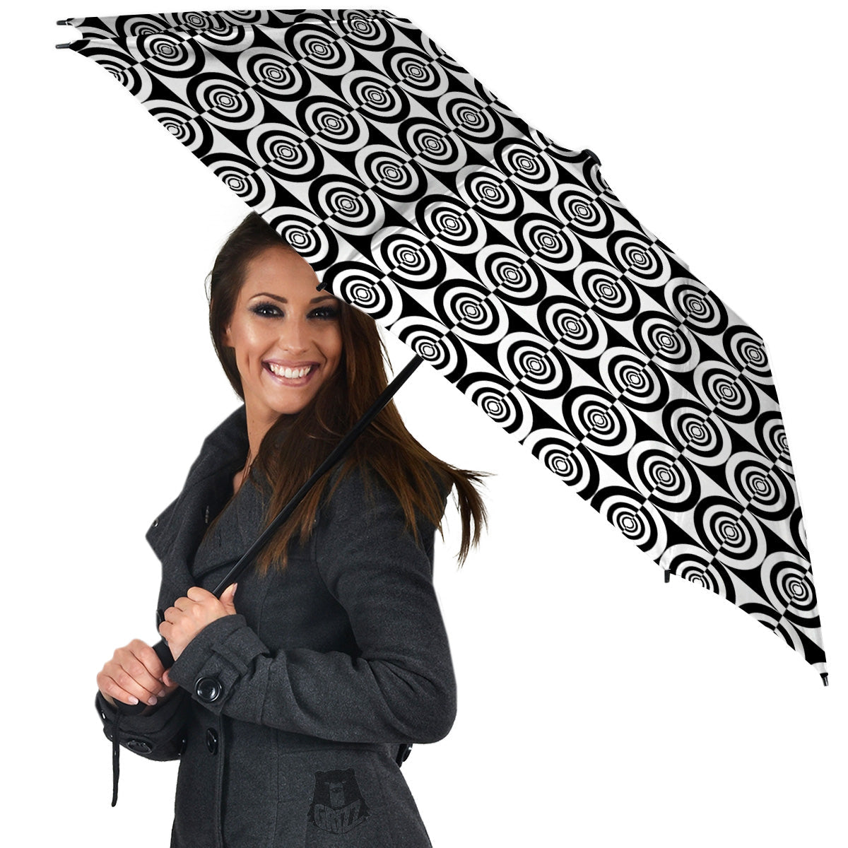 White And Black Target Board Print Pattern Umbrella-grizzshop