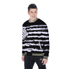 White And Black USA Flag Print Baseball Jacket-grizzshop