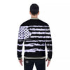 White And Black USA Flag Print Baseball Jacket-grizzshop