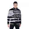 White And Black USA Flag Print Baseball Jacket-grizzshop