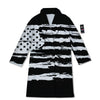 White And Black USA Flag Print Bathrobe-grizzshop