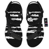 White And Black USA Flag Print Black Open Toe Sandals-grizzshop