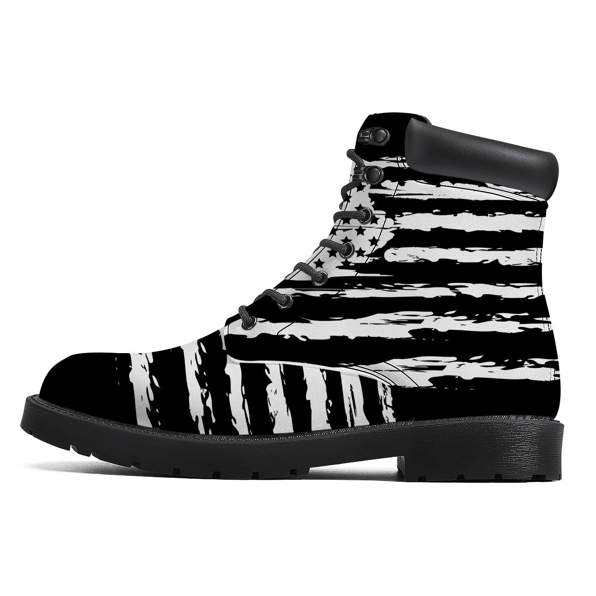 White And Black USA Flag Print Boots-grizzshop