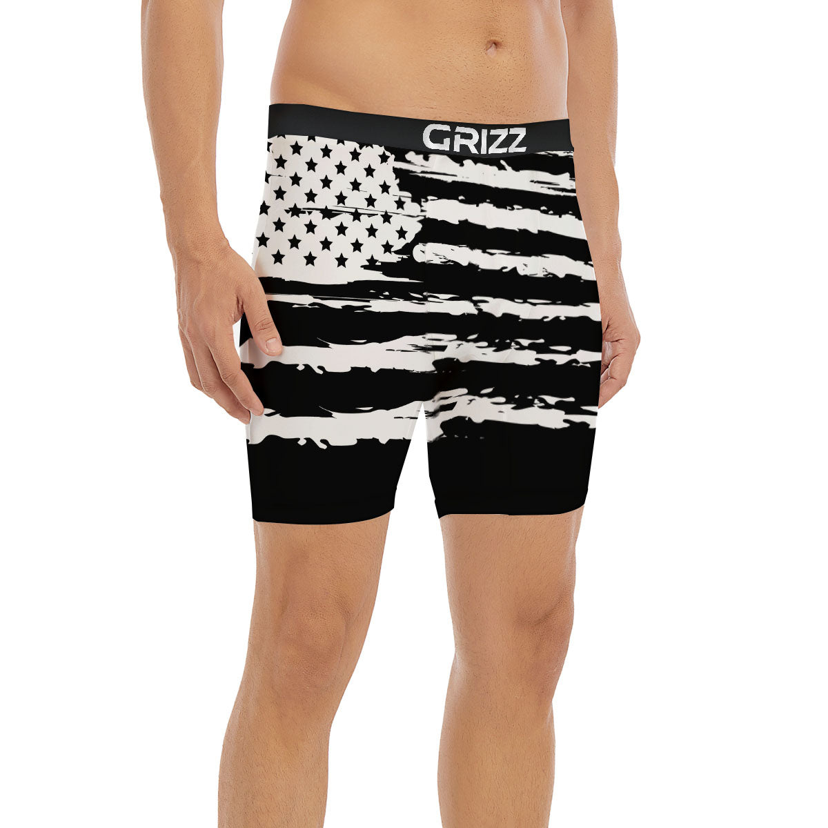 White And Black USA Flag Print Boxer Briefs-grizzshop