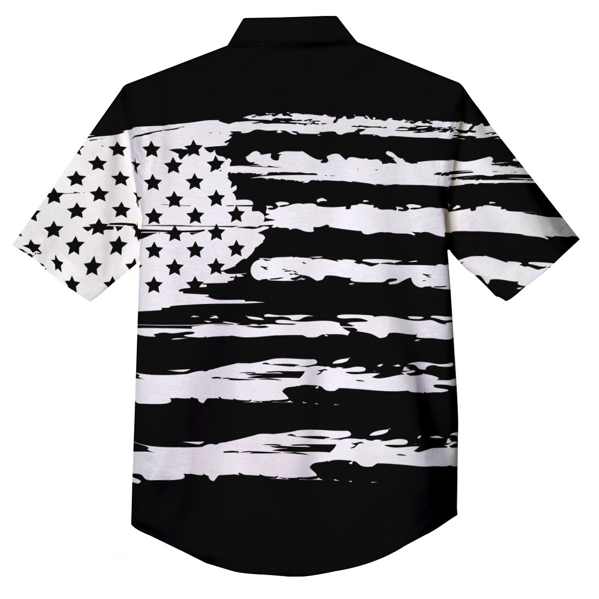 White And Black USA Flag Print Button Up Shirt-grizzshop