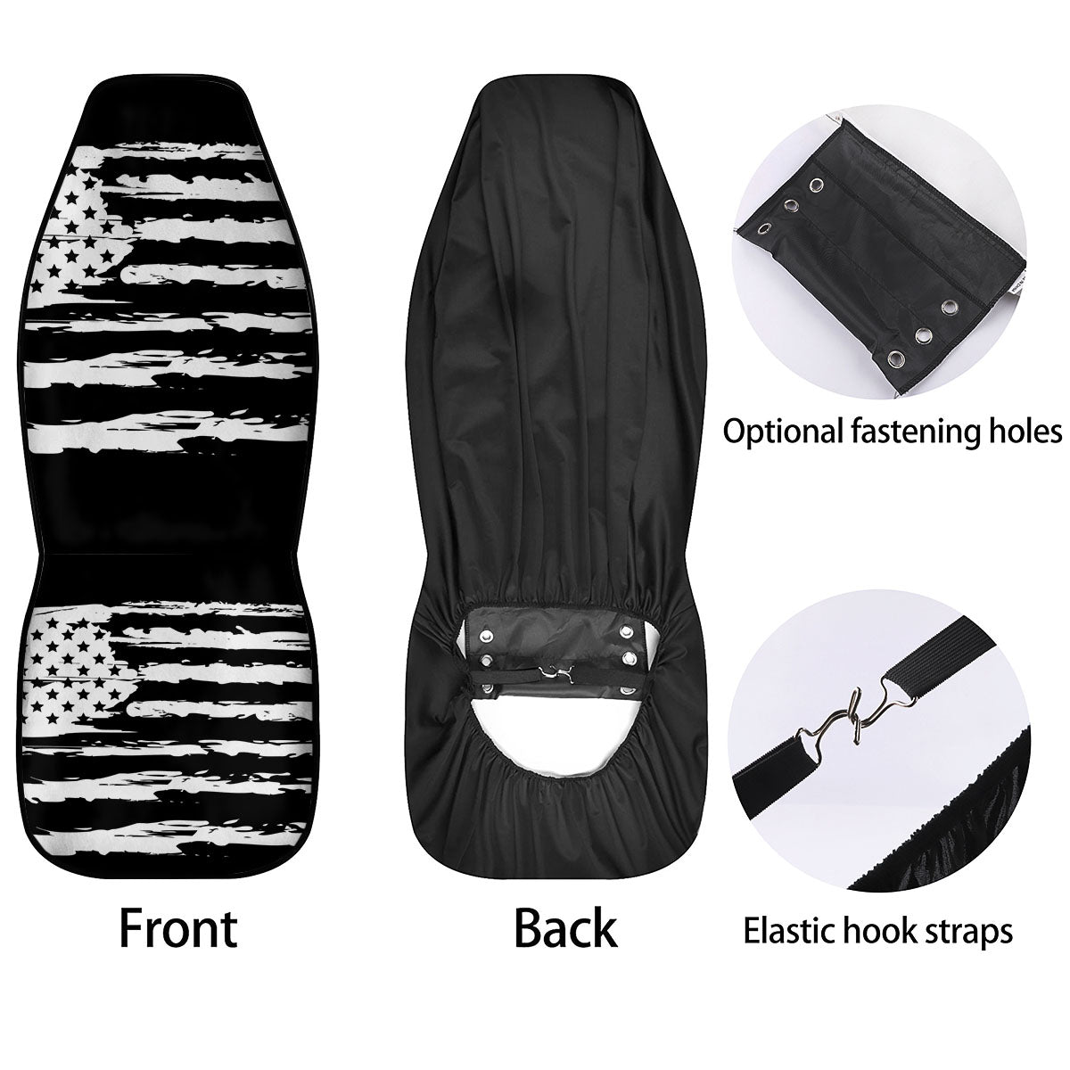 White And Black USA Flag Print Car Seat Covers-grizzshop