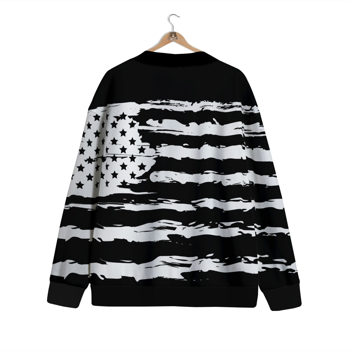 White And Black USA Flag Print Cardigan-grizzshop